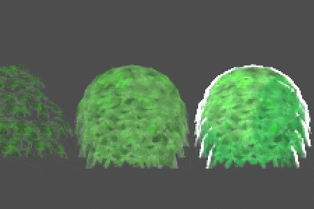 Iterations of a bush foliage 3D model.